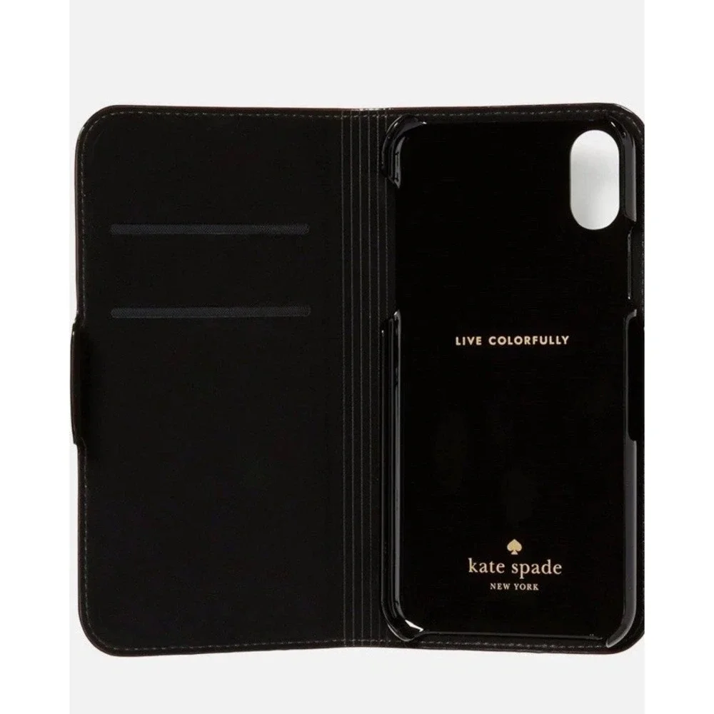 Kate Spade‎ NY 256645 iPhone X/XS Leather Folio Case with Chain Crossbody Strap